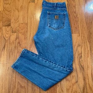 Carhartt Men 36 x 32 Traditional Fit Blue Jeans Pockets 100% Cotton